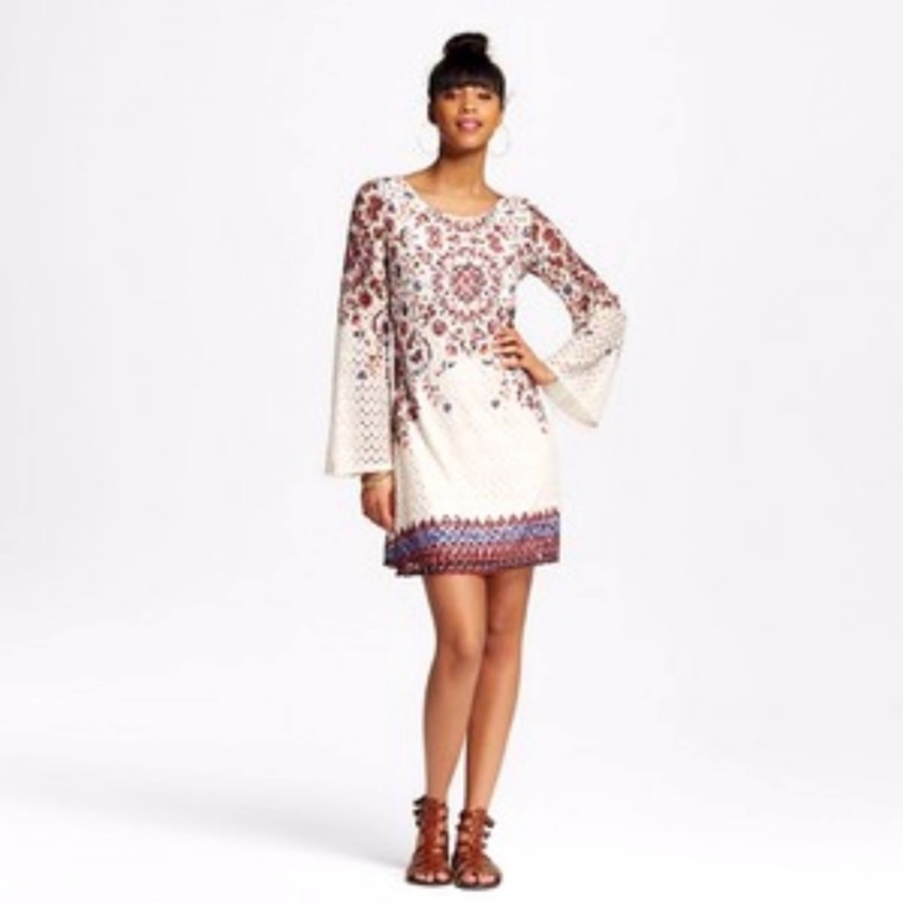 Colorful crochet printed dress NWOT
